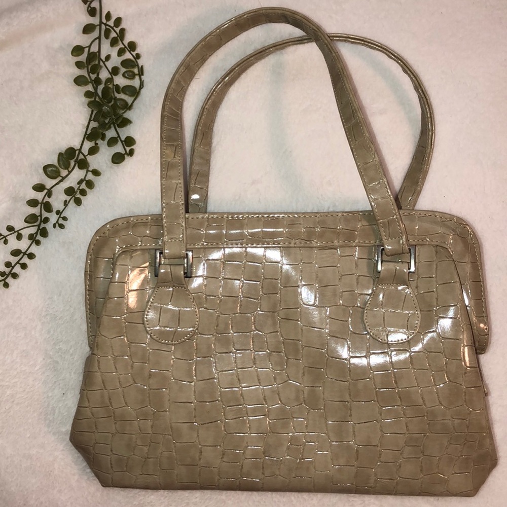 Mid-size alligator print neutral purse